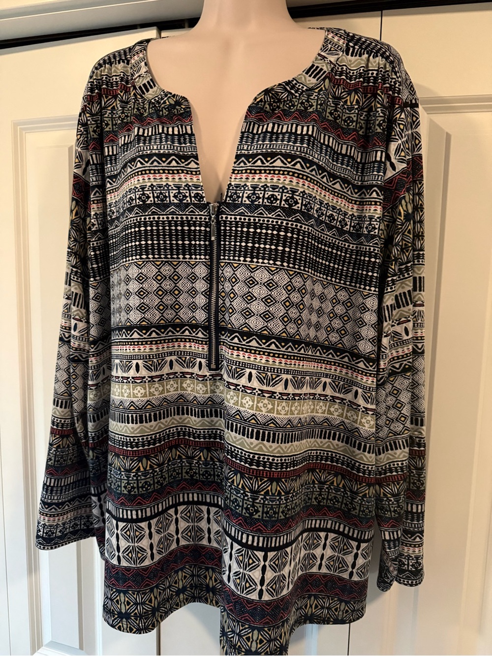 Daily Thread geometric print blouse top 3X Autumn